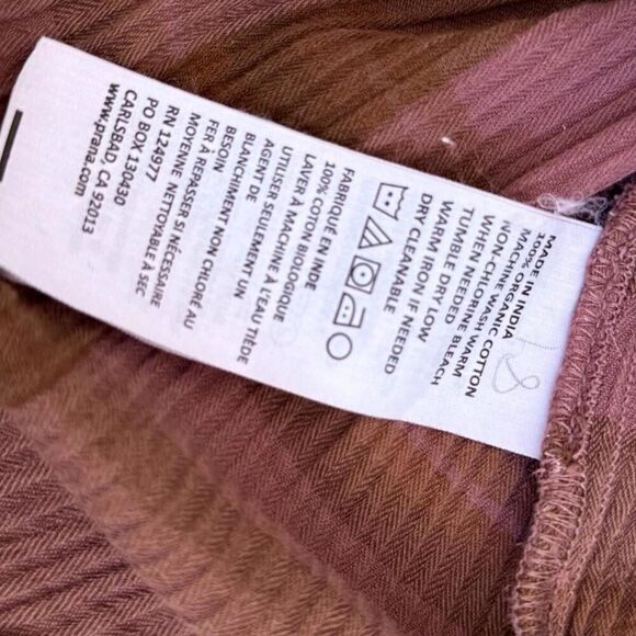 prAna Pink Red Purple Textured Plaid Long Sleeve Button Front Size M Faded - Picture 7 of 15